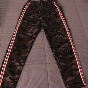 Camo jeans with a fun stripe down the side!